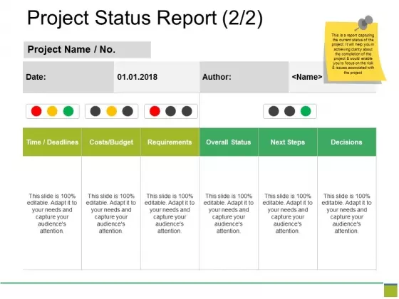 Project Status Report Template Ppt PowerPoint Presentation Outline Graphics