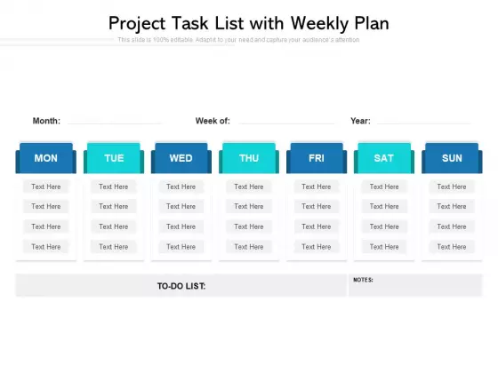 Project Task List With Weekly Plan Ppt Infographic Template Graphic Tips PDF