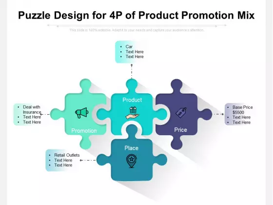 Puzzle Design For 4P Of Product Promotion Mix Ppt PowerPoint Presentation Slides PDF