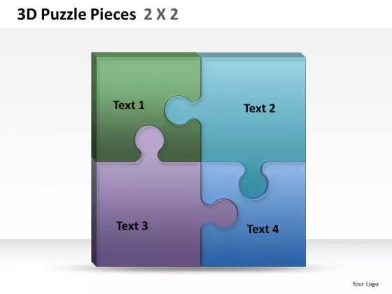 Perfect Fit 3d Puzzle Pieces 2x2 PowerPoint Slides And Ppt Diagram Templates