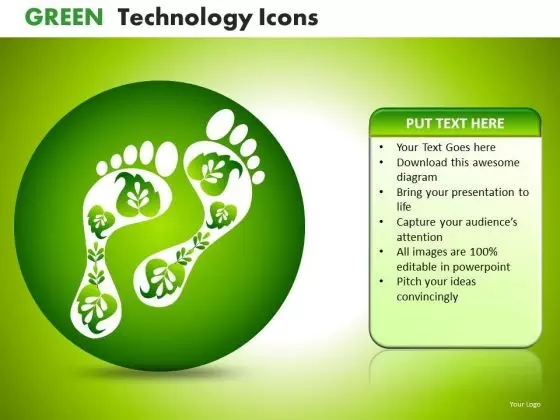 PowerPoint Environmentally Responsible Green Footprints Ppt Templates