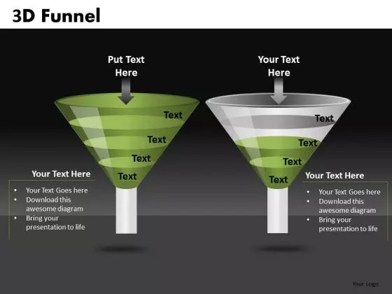 PowerPoint Funnel Diagram Comparison Slides Ppt Templates