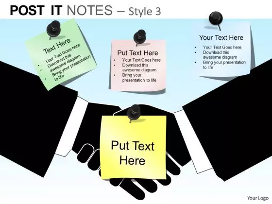 PowerPoint Templates Executive Handshake Post It Notes Ppt Slides