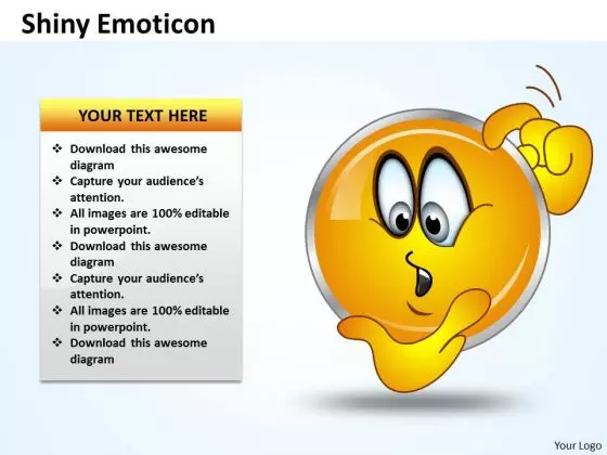 Ppt A Shiney Emoticon Thinking Face Business Strategy PowerPoint Templates