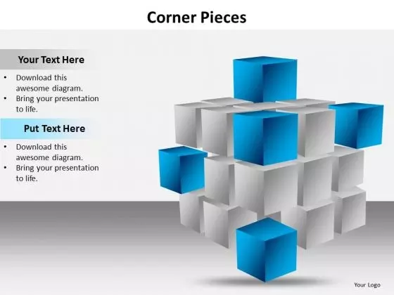 Ppt Corner Pieces Of Cube Signify Important Concets PowerPoint Templates