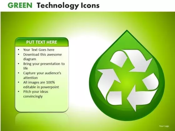 Ppt Slides Recycle Symbol On Dew Drop PowerPoint Templates
