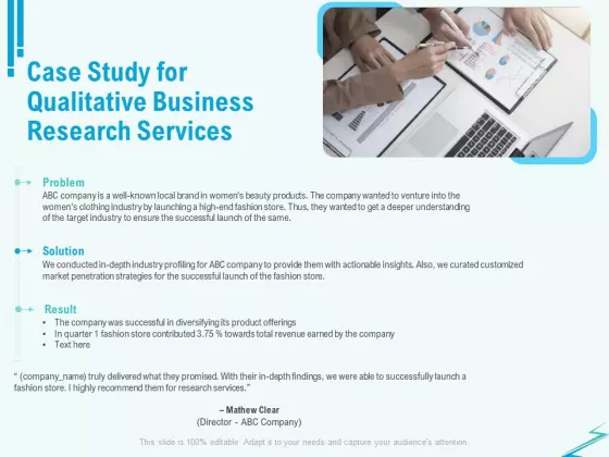 Qualitative Market Research Study Case Study For Qualitative Business Research Services Diagrams PDF