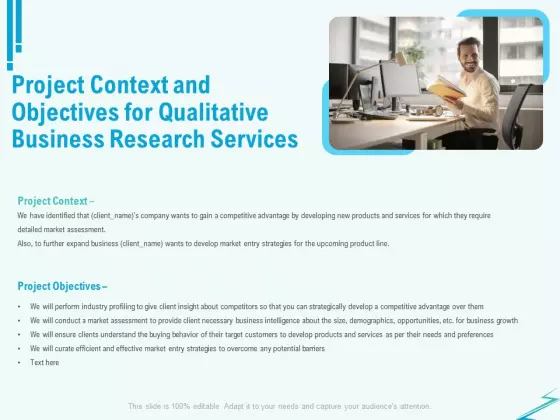 Qualitative Market Research Study Project Context And Objectives For Business Services Brochure PDF