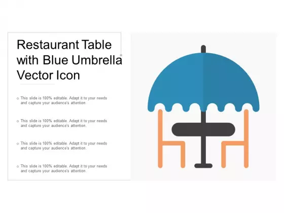 Restaurant Table With Blue Umbrella Vector Icon Ppt Powerpoint Presentation Gallery Deck
