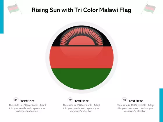Rising Sun With Tri Color Malawi Flag Ppt PowerPoint Presentation Outline Graphics Pictures PDF