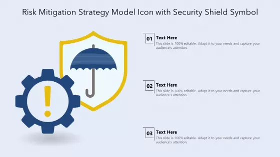 Risk Mitigation Strategy Model Icon With Security Shield Symbol Ppt PowerPoint Presentation Icon Inspiration PDF