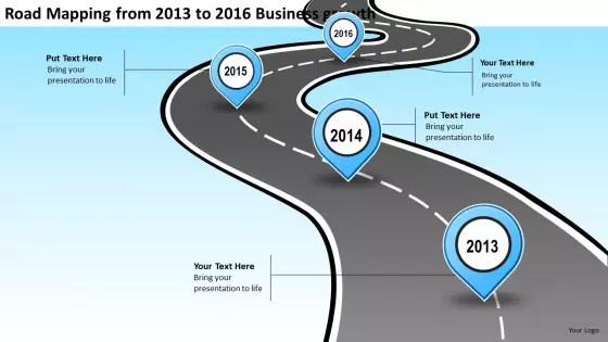 Road Mapping From 2013 To 2016 Business Growth PowerPoint Templates Ppt Slides Graphics