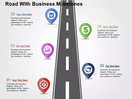 Road With Business Milestones PowerPoint Templates
