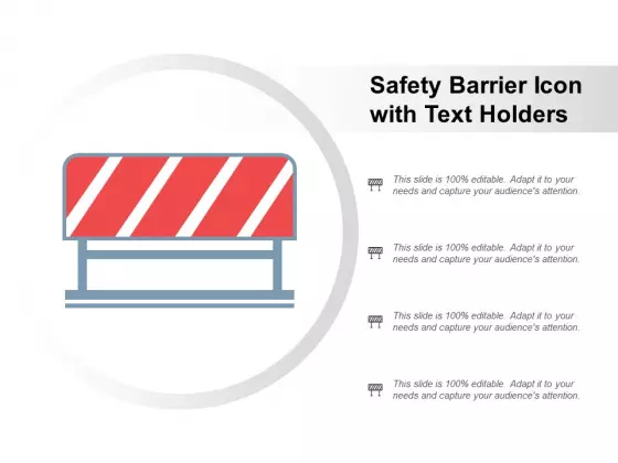 Safety Barrier Icon With Text Holders Ppt Powerpoint Presentation Model Background Designs