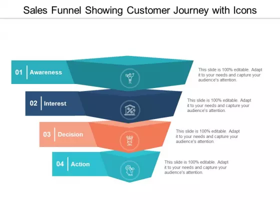 Sales Funnel Showing Customer Journey With Icons Ppt Powerpoint Presentation Infographic Template Graphics Pictures