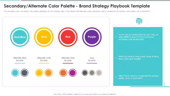 Secondary Alternate Color Palette Brand Strategy Playbook Template Diagrams PDF