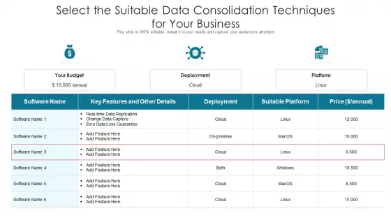 Select The Suitable Data Consolidation Techniques For Your Business Pictures PDF