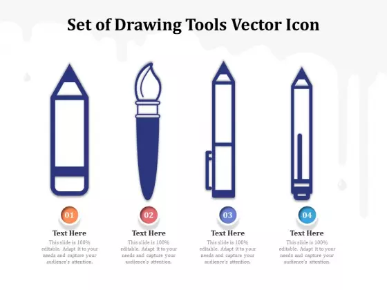 Set Of Drawing Tools Vector Icon Ppt PowerPoint Presentation File Shapes PDF