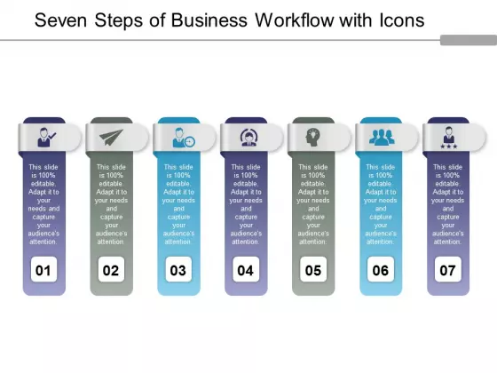 Seven Steps Of Business Workflow With Icons Ppt PowerPoint Presentation Infographic Template Diagrams