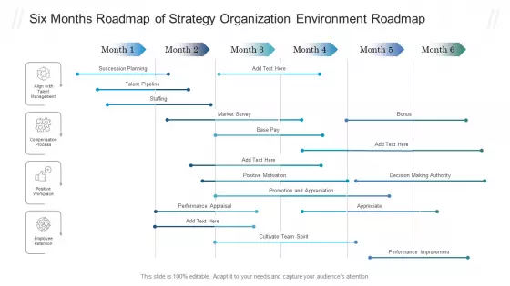 Six Months Roadmap Of Strategy Organization Environment Roadmap Graphics PDF