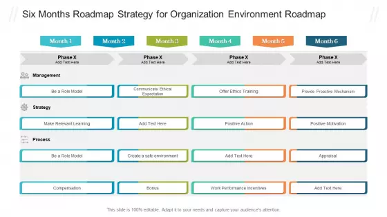 Six Months Roadmap Strategy For Organization Environment Roadmap Inspiration PDF