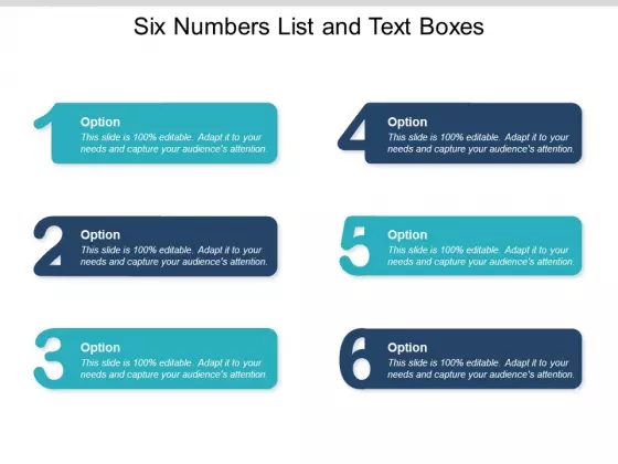Six Numbers List And Text Boxes Ppt PowerPoint Presentation Infographics Graphic Tips