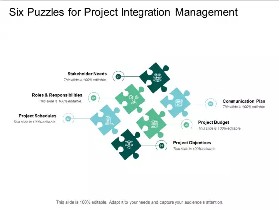 Six Puzzles For Project Integration Management Ppt PowerPoint Presentation Layouts Templates