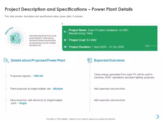 Solar System Implementation And Support Service Project Description And Specifications Power Plant Details Sample PDF