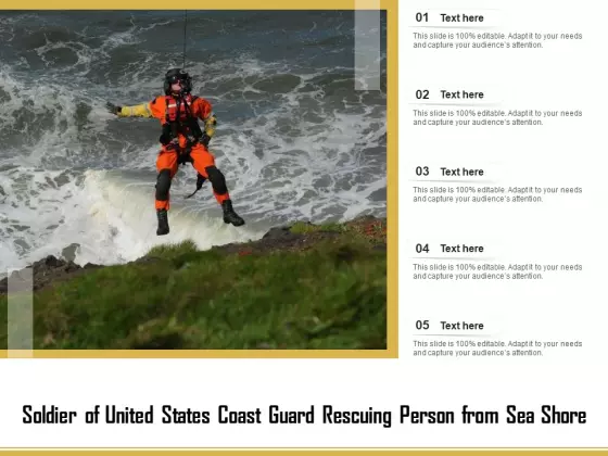 Soldier Of United States Coast Guard Rescuing Person From Sea Shore Ppt PowerPoint Presentation Infographic Template Example File