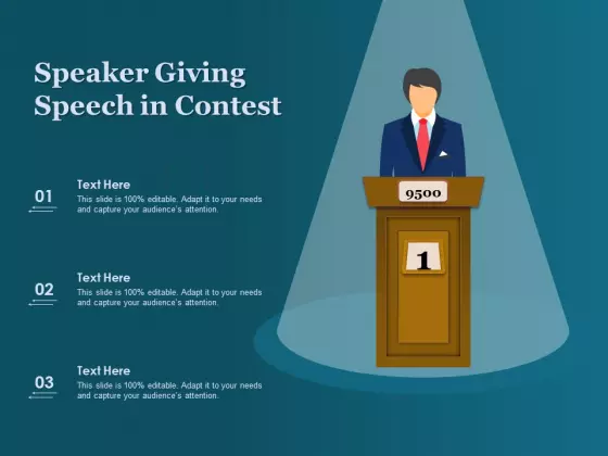 Speaker Giving Speech In Contest Ppt PowerPoint Presentation Pictures Design Ideas PDF