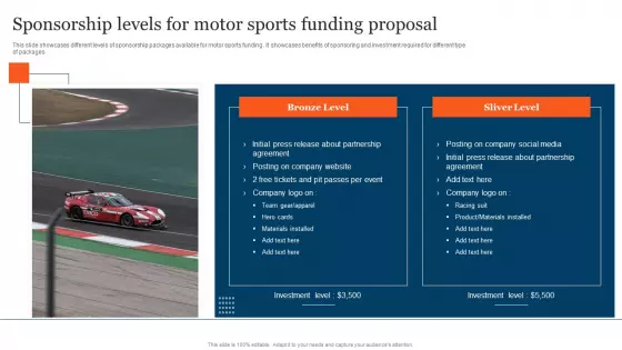 Sponsorship Levels For Motor Sports Funding Proposal Guidelines PDF