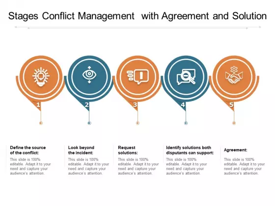 Stages Conflict Management With Agreement And Solution Ppt PowerPoint Presentation File Templates PDF