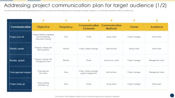 Stakeholder Communication Program Addressing Project Communication Plan For Target Audience Topics PDF