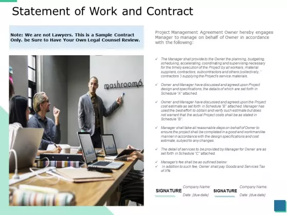 Statement Of Work And Contract Ppt PowerPoint Presentation Infographics Picture