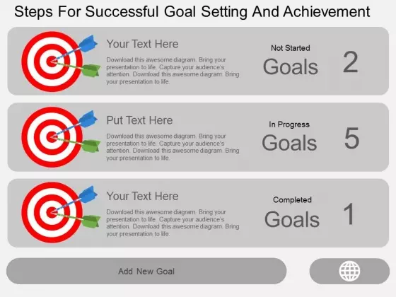 Steps For Successful Goal Setting And Achievement Powerpoint Template