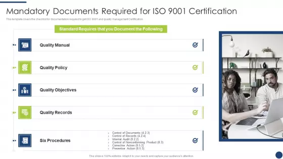 Steps To Achieve ISO 9001 Certification Mandatory Documents Required For ISO 9001 Certification Mockup PDF