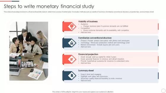 Steps To Write Monetary Financial Study Ppt Icon Show PDF