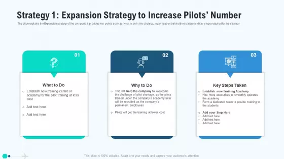 Strategy Icon Expansion Strategy To Increase Pilots Number Elements PDF