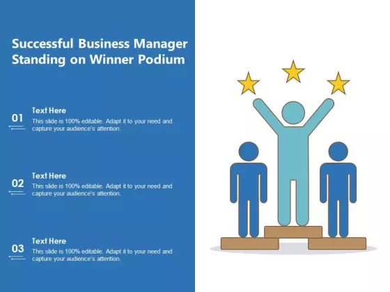 Successful Business Manager Standing On Winner Podium Ppt PowerPoint Presentation File Inspiration PDF