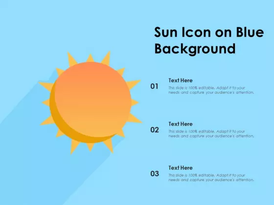 Sun Icon On Blue Background Ppt PowerPoint Presentation Inspiration Visual Aids PDF