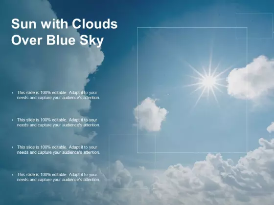 Sun With Clouds Over Blue Sky Ppt Powerpoint Presentation File Slides