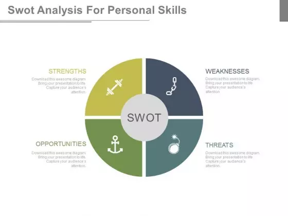 Swot Analysis Diagram With Icons Powerpoint Slides
