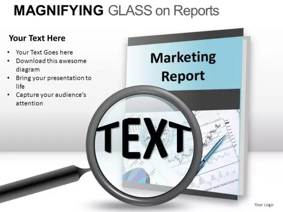 Scrutiny Magnifying Glass On Report PowerPoint Slides And Ppt Diagram Templates
