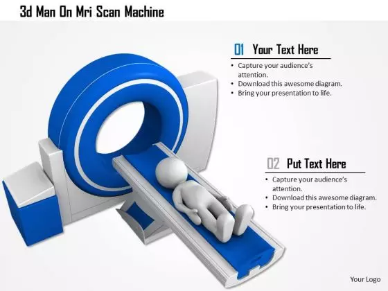 Stock Photo 3d Man On Mri Scan Machine PowerPoint Slide