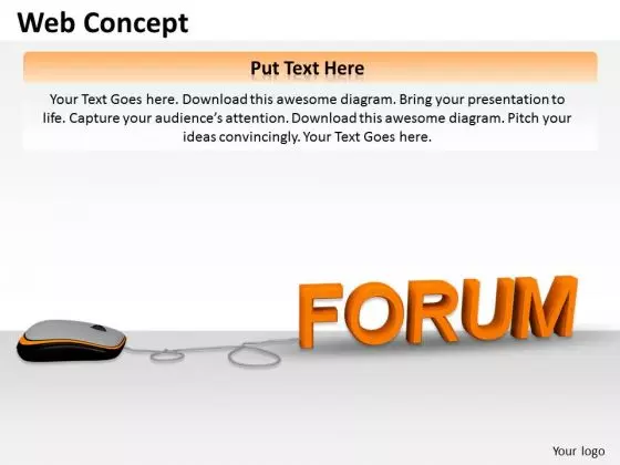 Stock Photo Computer Mouse Connected To Word Forum PowerPoint Slide