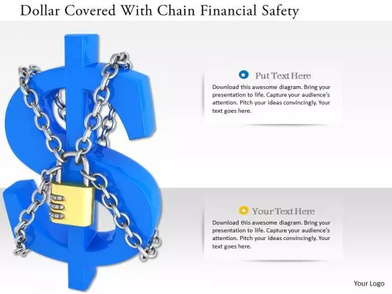 Stock Photo Dollar Covered With Chain Financial Safety PowerPoint Slide