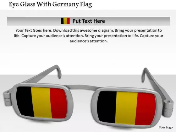 Stock Photo Eye Glass With Germany Flag PowerPoint Slide