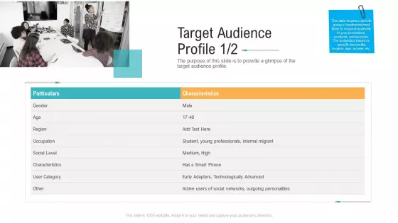 Target Audience Profile Characteristics Ppt PowerPoint Presentation Pictures Objects PDF