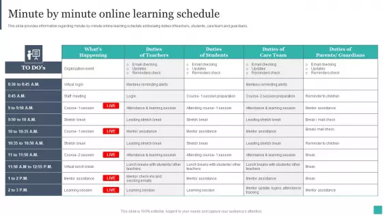Technology Mediated Learning Playbook Minute By Minute Online Learning Schedule Rules PDF