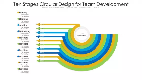 Ten Stages Circular Design For Team Development Ppt PowerPoint Presentation Gallery Layout Ideas PDF